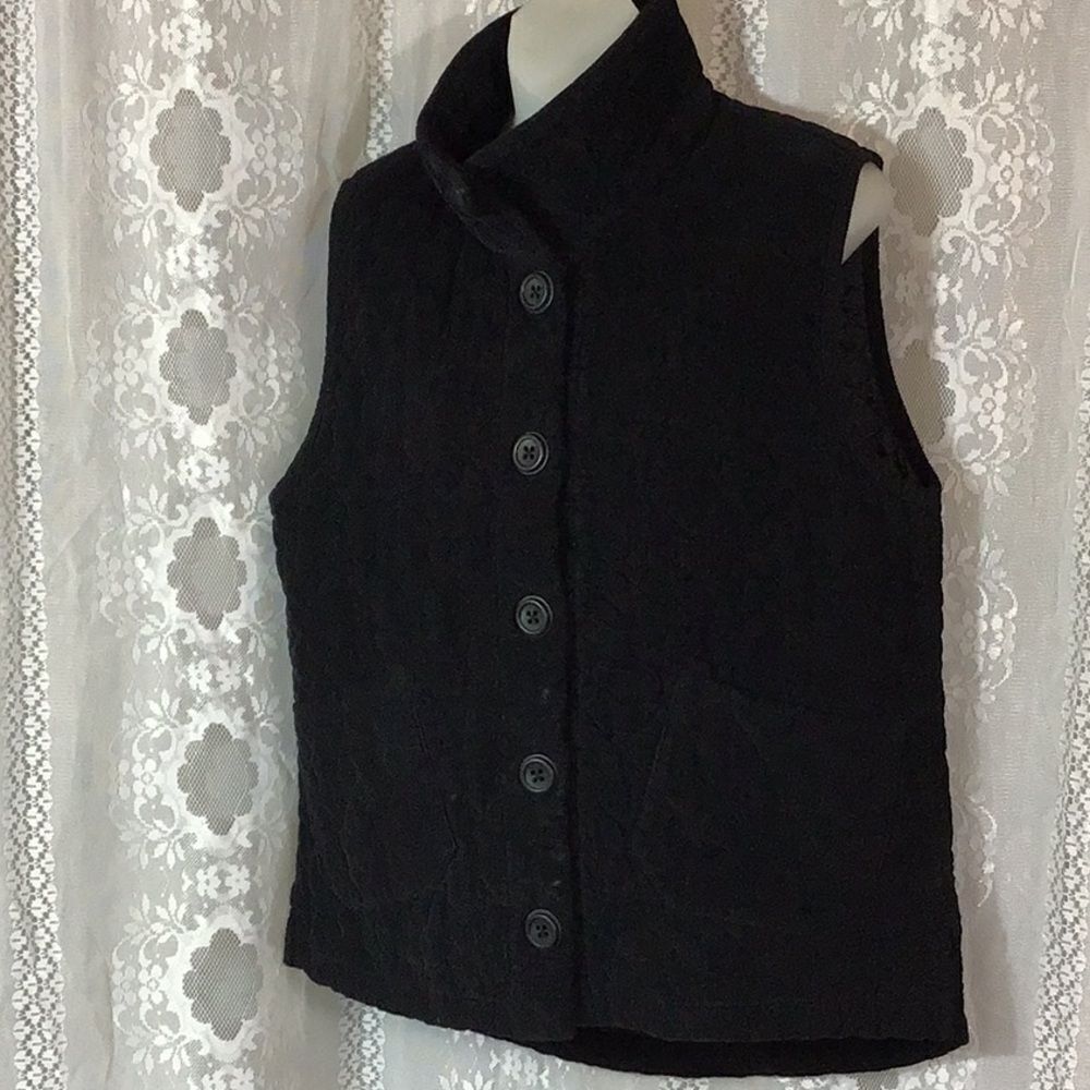 Habitat Clothes To Live In Women Jacket Vest Black Size SM 100% Cotton Courduroy